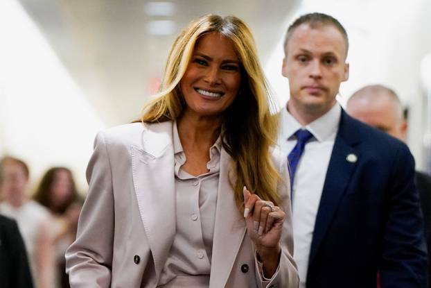 U.S. first lady Melania Trump participates in a House Ways and Means Committee roundtable in Washington