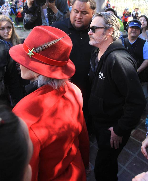 Jane Fonda and Joaquin Phoenix at Fire Drill Fridays - Los Angeles