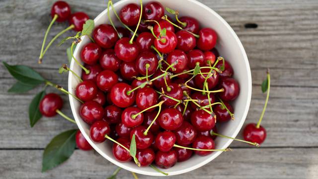 Fresh sour cherry in a bowl