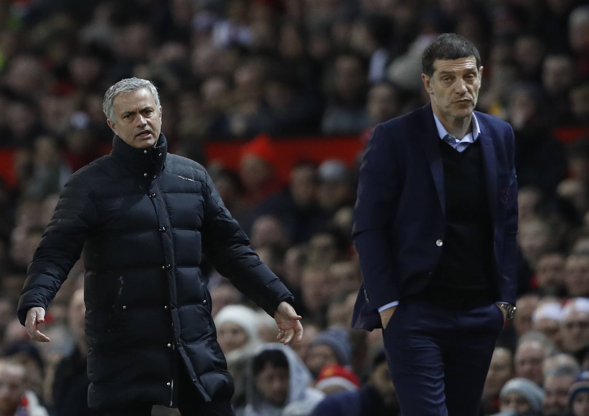 Manchester United manager Jose Mourinho and West Ham United manager Slaven Bilic