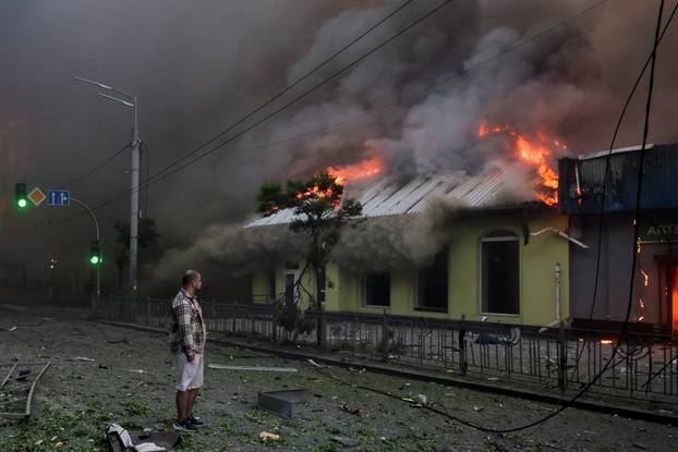Aftermath of an overnight Russian missile and drone strike, in Kyiv