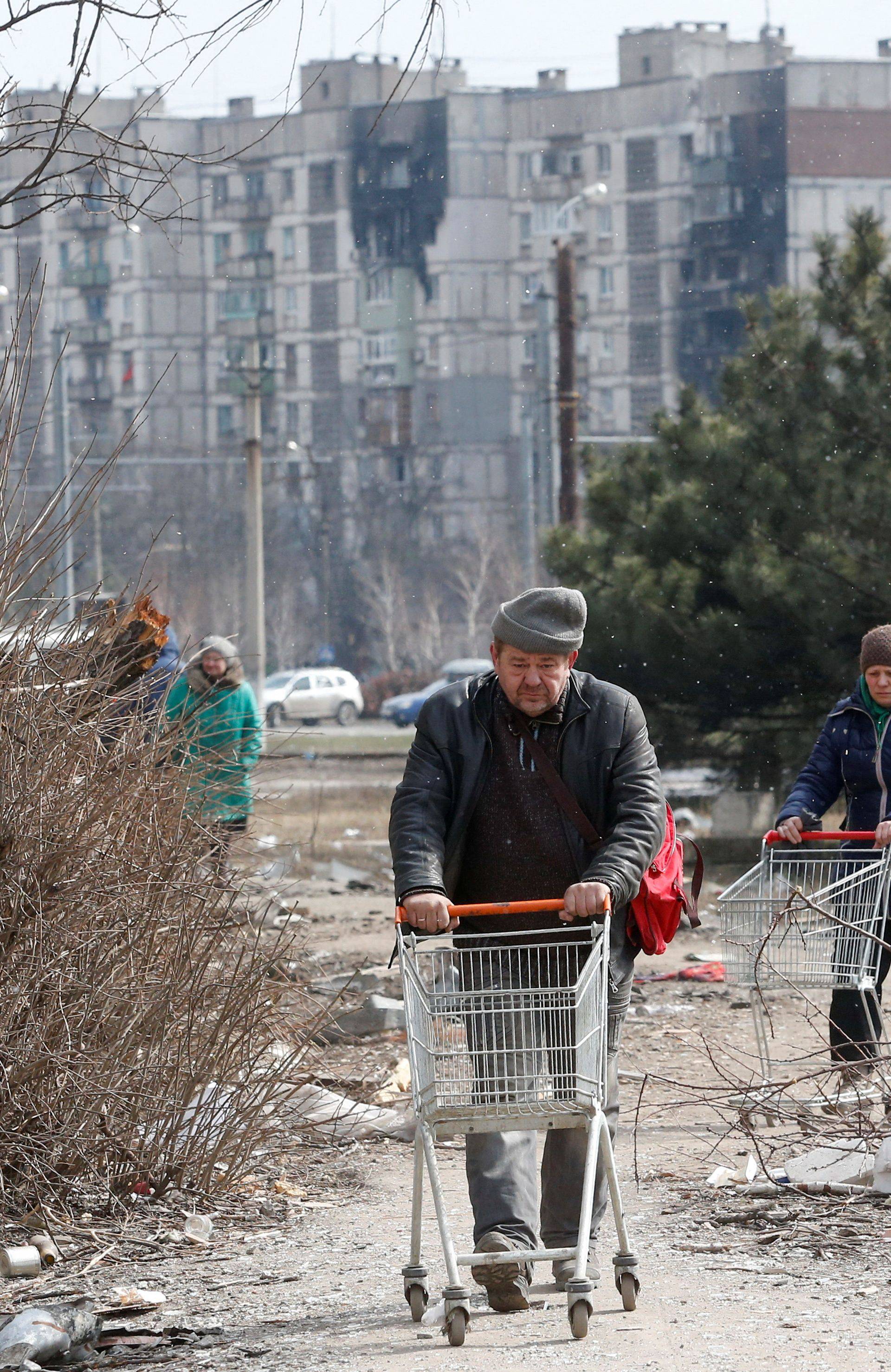 A view shows the besieged city of Mariupol