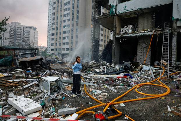 Aftermath of Russian missile and drone attack in Kyiv
