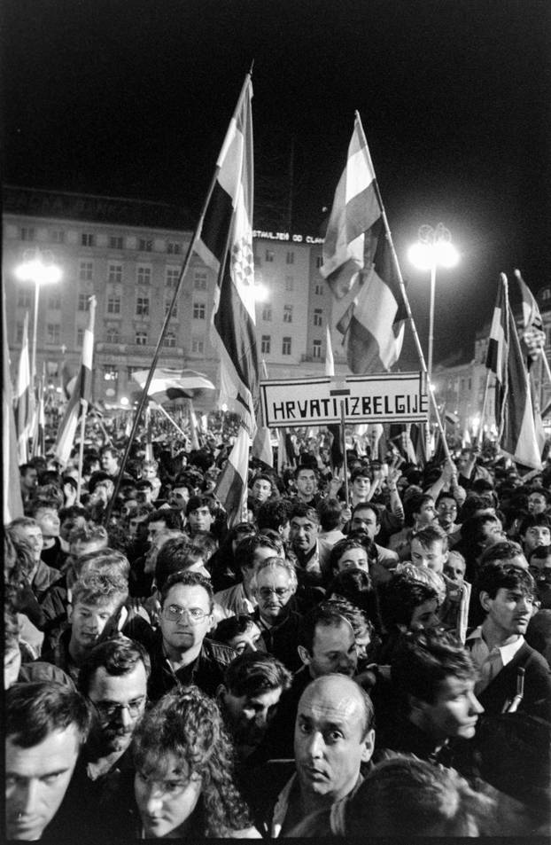 Zagreb: Svečano otkrivanje spomenika banu Josipu Jelačiću na istoimenom trgu, 15.10.1990.