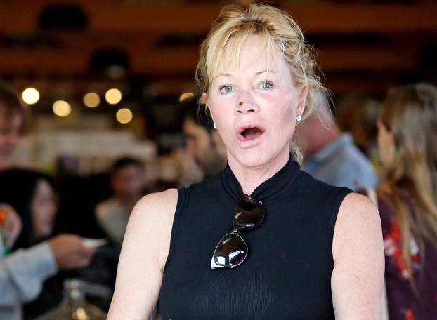 *EXCLUSIVE* Makeup free Melanie Griffith steps out with a scab on her face