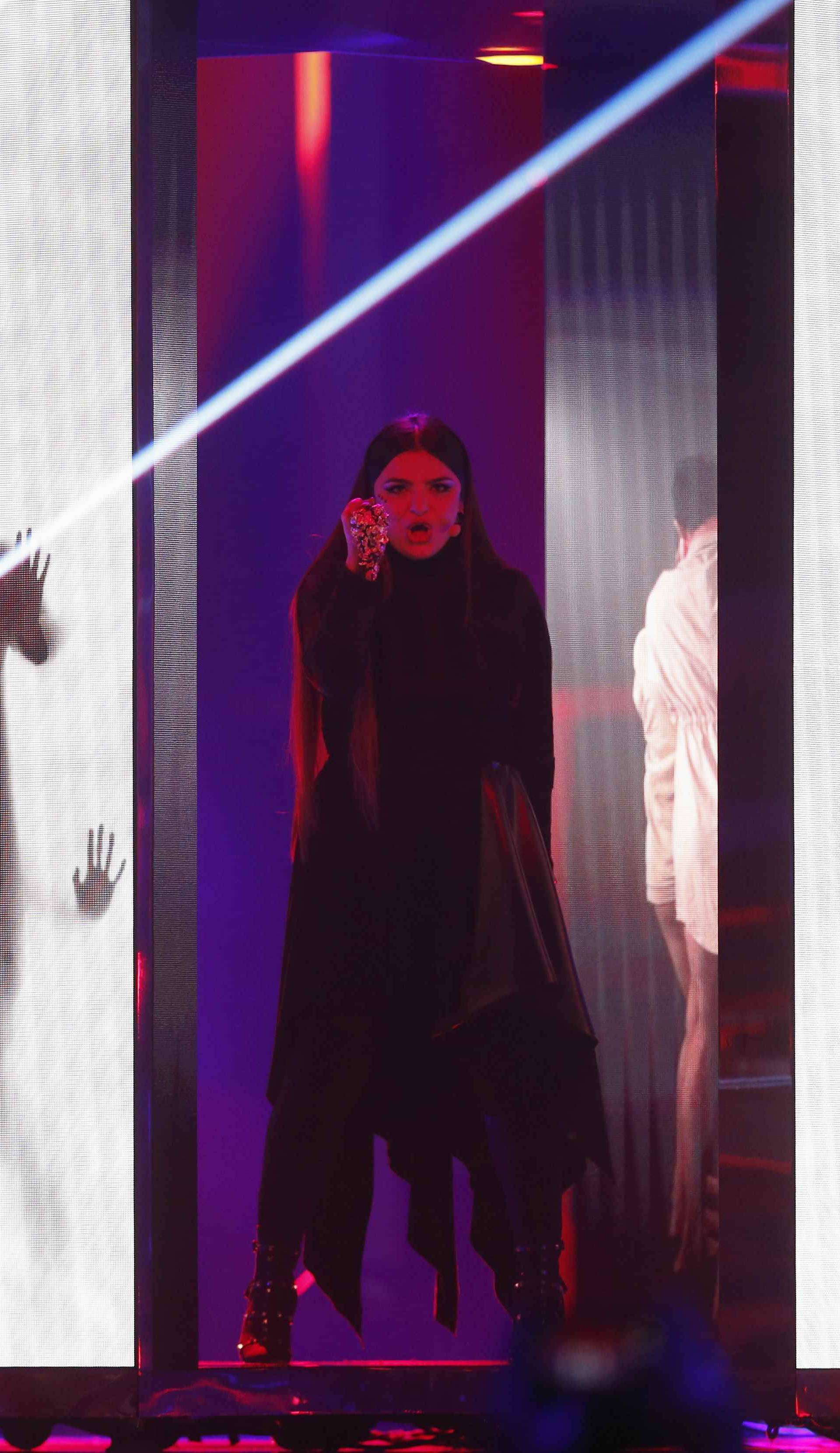 Maltaâs Christabelle performs âTabooâ during the Semi-Final 2 for Eurovision Song Contest 2018 in Lisbon