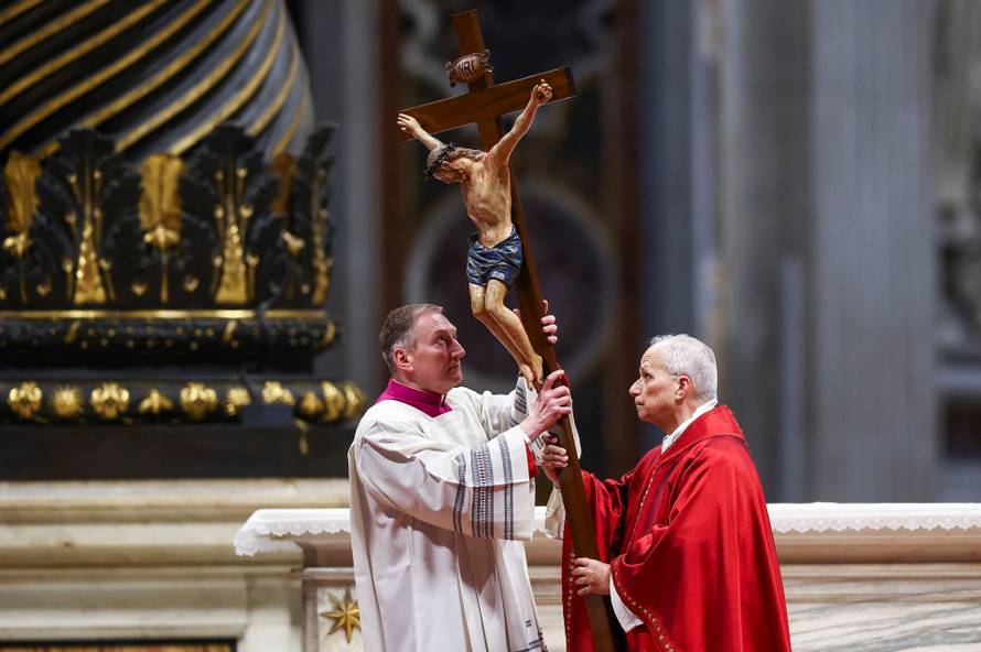Good Friday Passion of the Lord service in St Peter's Basilica at the Vatican