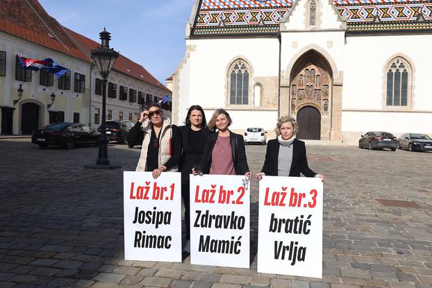 Zagreb: Zastupnici Mozemo! prosvjeduju na Trgu svetog Marka