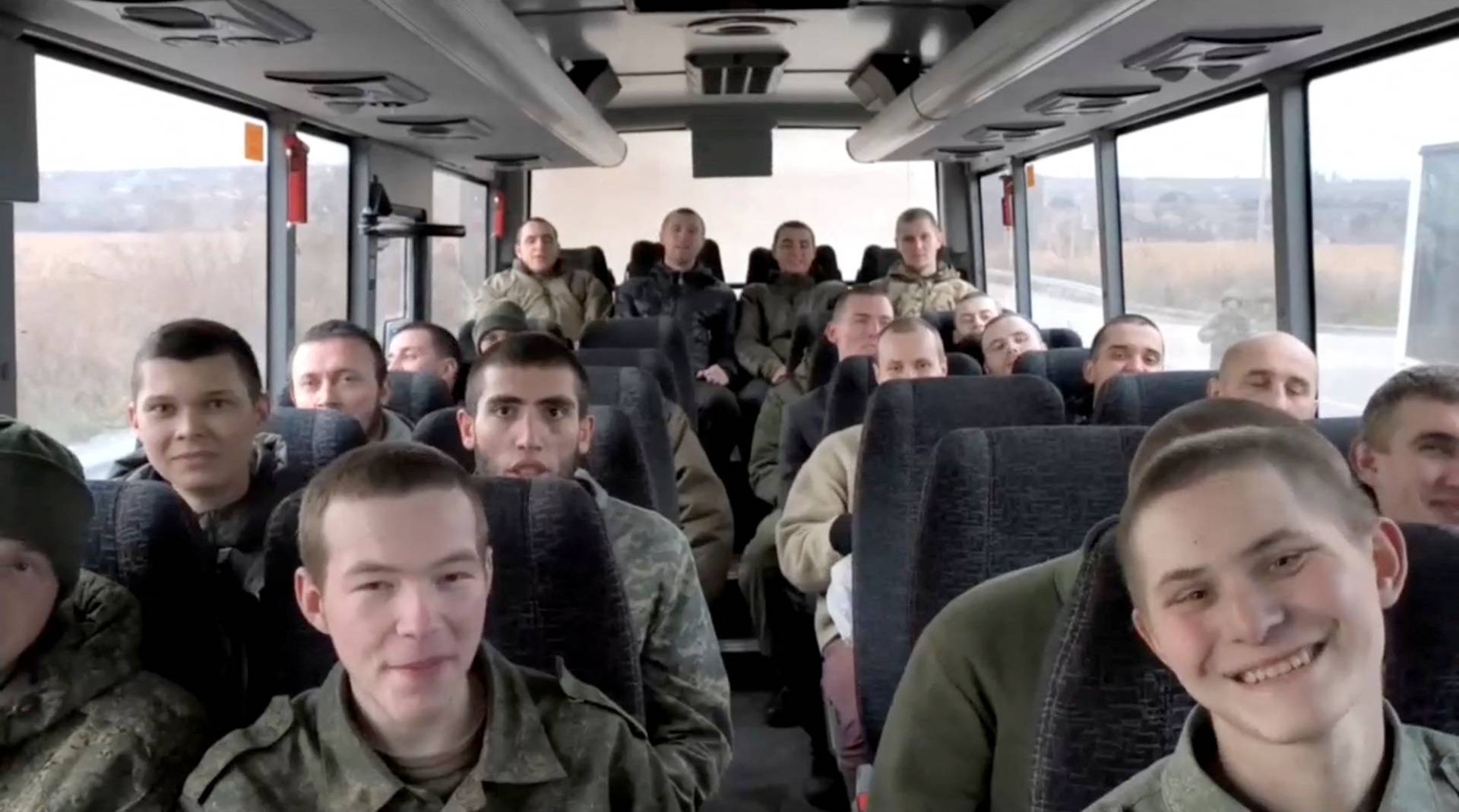 An image shows what Russia's Defence Ministry said to be soldiers freed by Ukraine in prisoner exchange