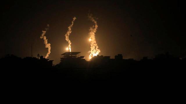 Smoke rises during Israeli strike in Gaza City