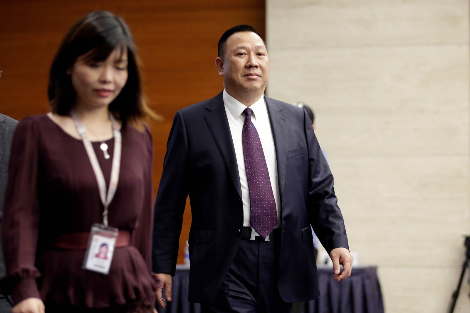 Huawei's Chief Legal Officer Song Liuping arrives for a news conference on Huaweiâs ongoing legal action against the U.S. governmentâs National Defense Authorization Act (NDAA) action at its headquarters in Shenzhen