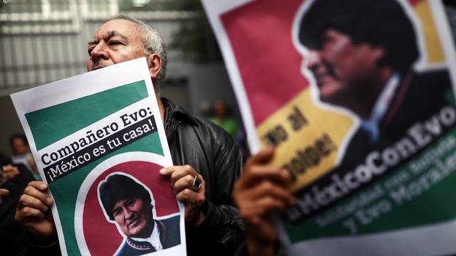 Demonstration in support of Bolivian President Evo Morales in Mexico City