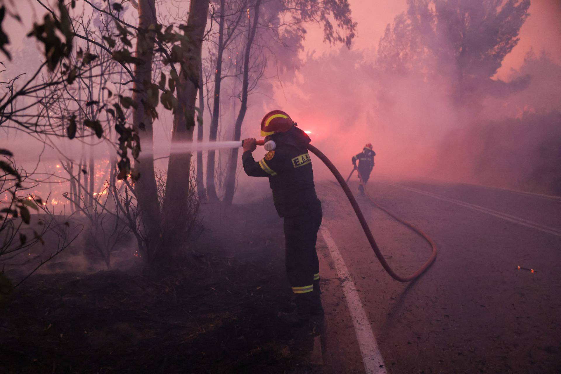 Wildfire burns in Dionysos, near Athens