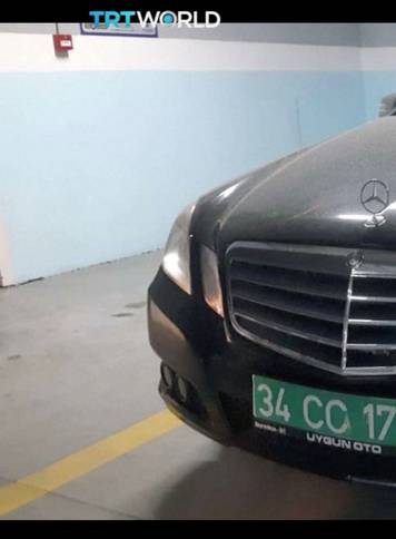 A car with diplomatic plates allegedly belonging to the Saudi Consulate in Istanbul is seen in a parking lot in this still image taken from video