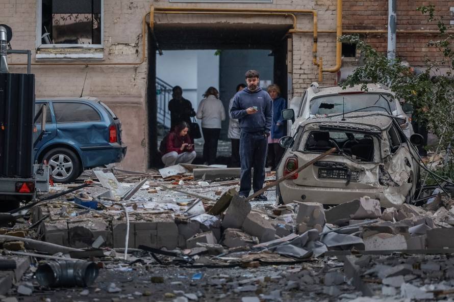 Aftermath of a Russian missile and drone attack in Kyiv
