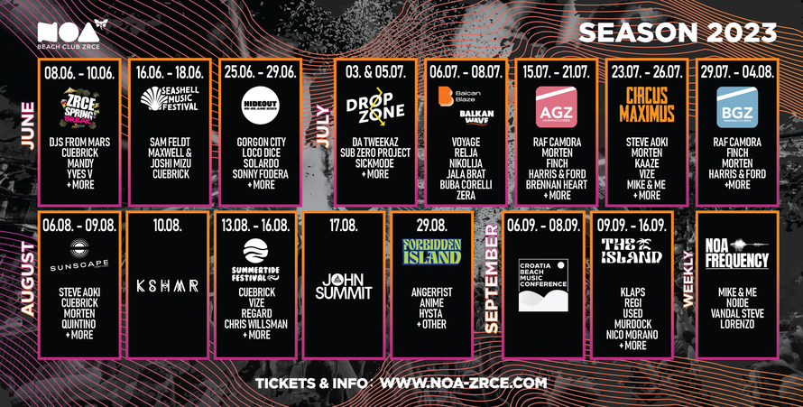 Noa na Zrću najavljuje najbolju sezonu dosad: Donosimo popis festivala