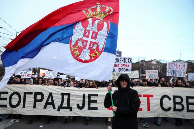 Anti-government protest following the Novi Sad railway station disaster, in Belgrade