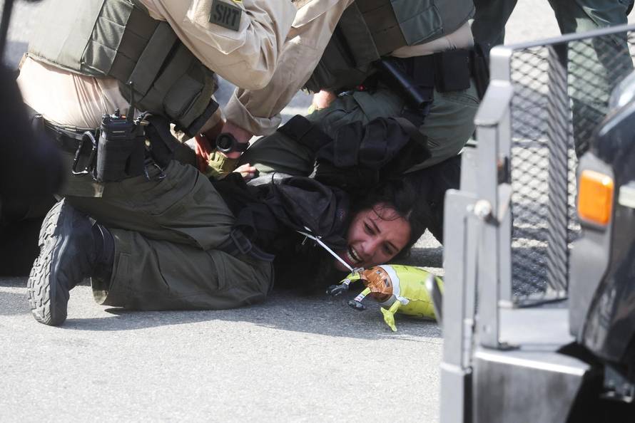 Protest against federal immigration sweeps, in Los Angeles