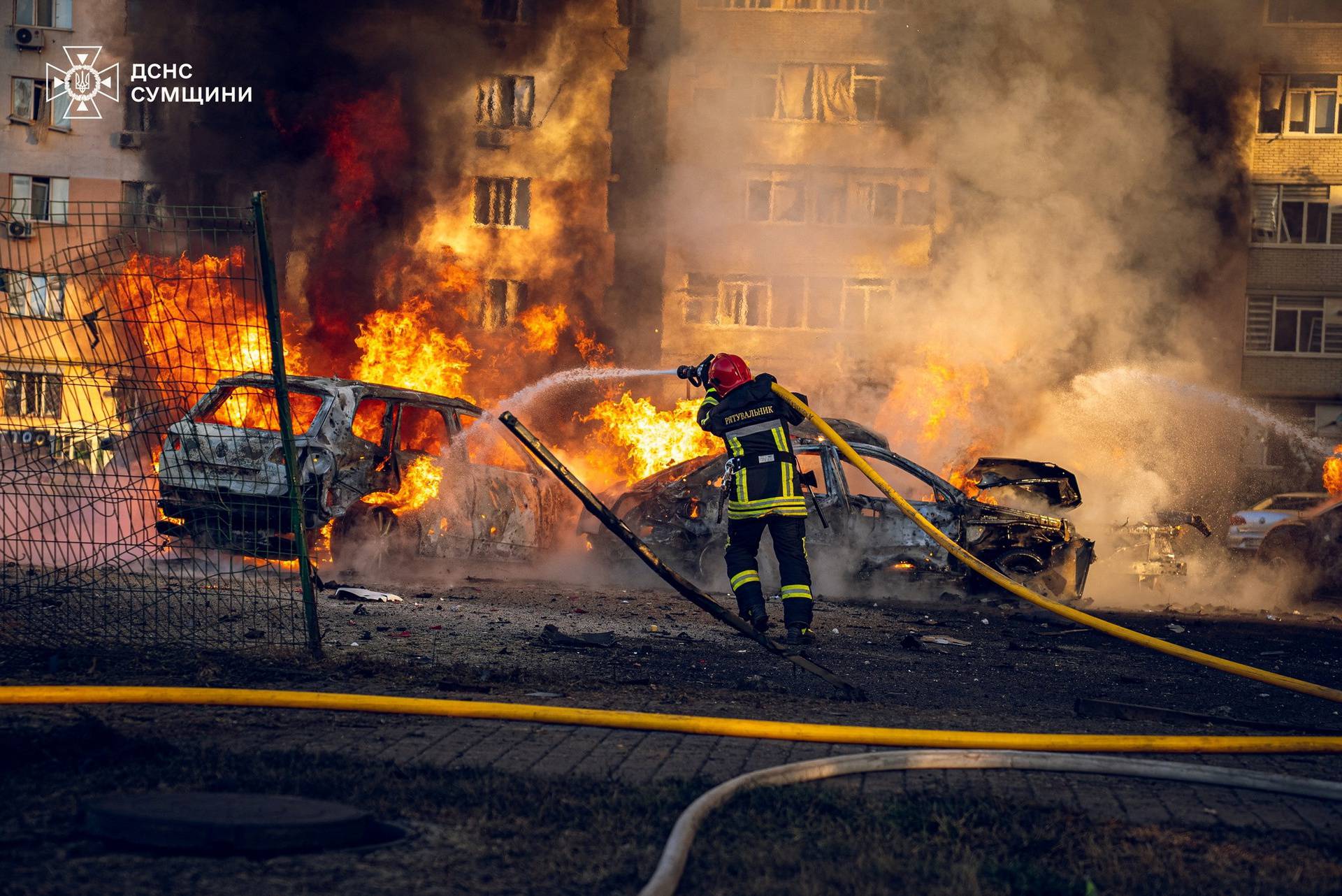 Aftermath of a Russian missile attack in Sumy