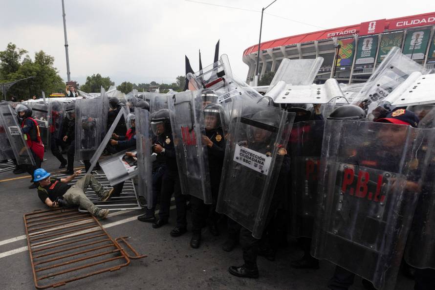 Protest march ahead of the opening match of the 2026 FIFA World Cup, in Mexico City