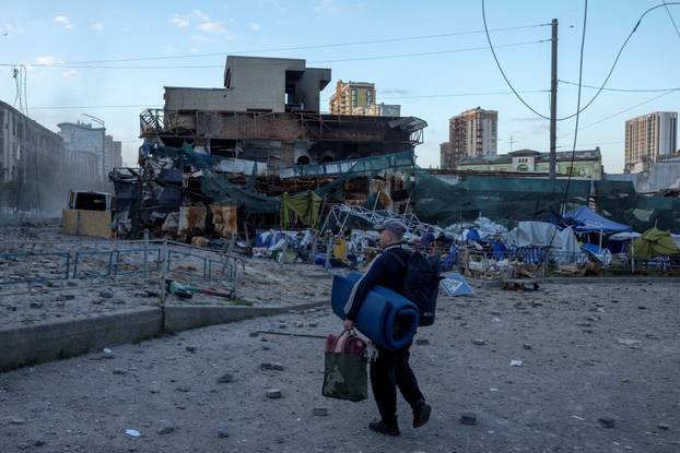 Aftermath of Russian missile and drone attack in Kyiv