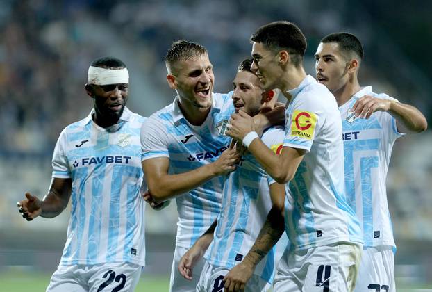 Rijeka: Slavlje nakon pogotka Marca Pašalića za 1:0 protiv Dukagjinija