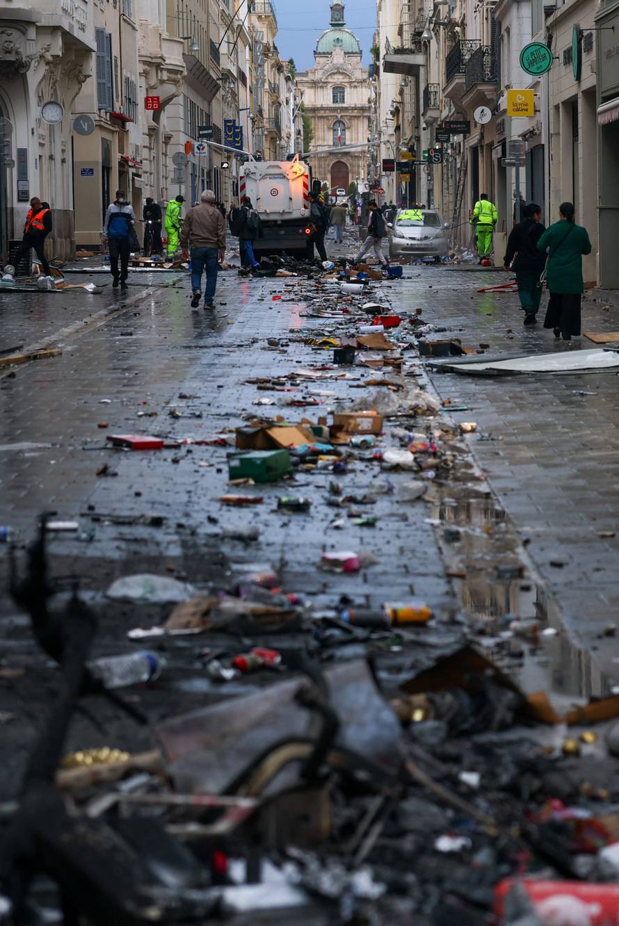 Aftermath of clashes during a national day of protests against the cost of living and rising fuel prices, in Marseille