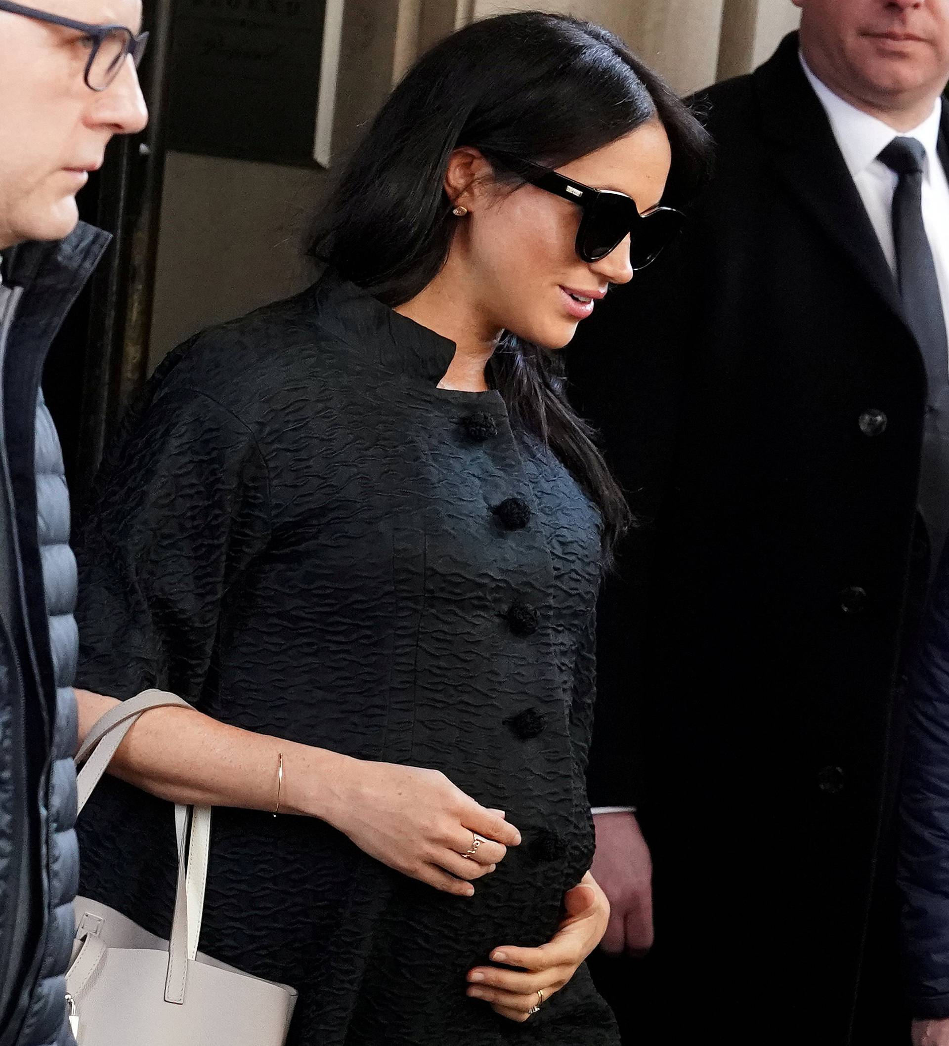 Meghan Markle, Duchess of Sussex, exits a hotel in the Manhattan borough of New York City