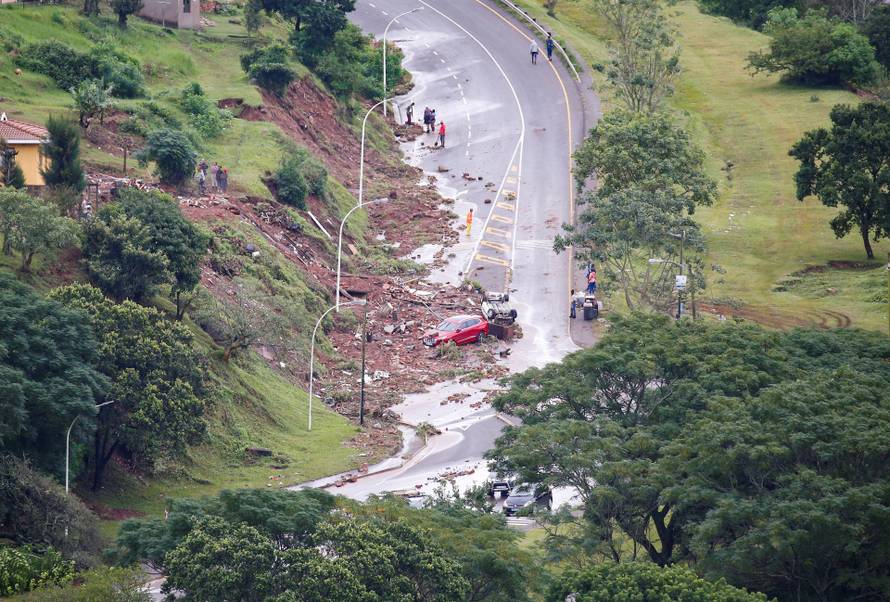 Clean up operations begin after heavy rains caused flood damage in Marianridge, Durban