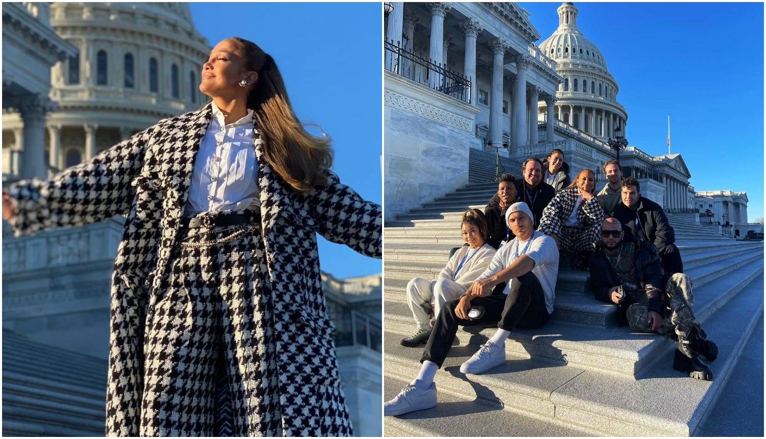 J.Lo prije inauguracije pozirala s ekipom, nitko nije nosio maske