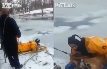 Hrabri vatrogasci spasili život psu propalom kroz led u jezero