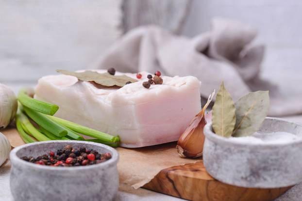 Salty pork lard with garlic