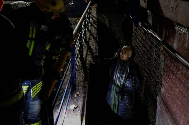 Aftermath of an overnight Russian drone and missile strike in Kyiv