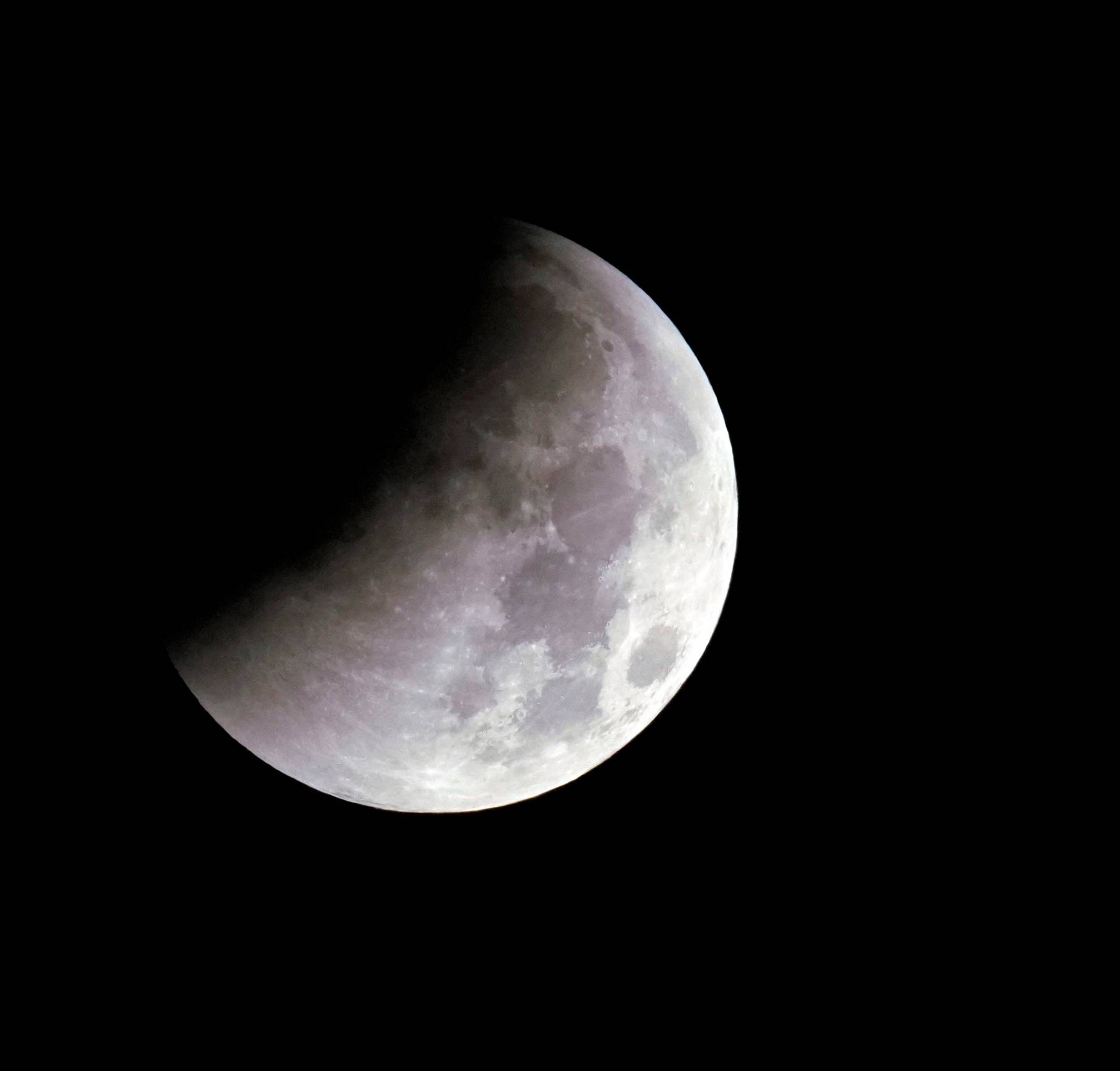 "Super Blue Blood Moon" is seen during a lunar eclipse over Shanghai