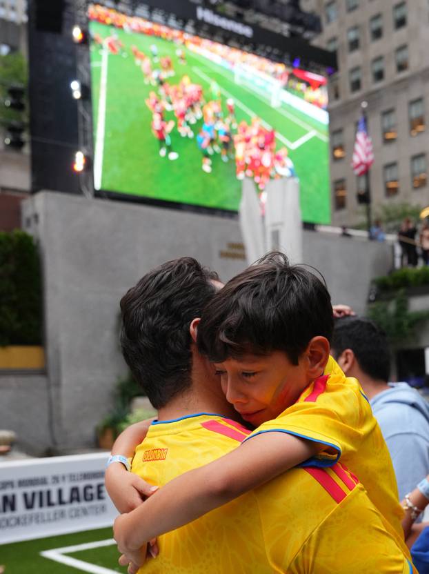 FIFA World Cup 2026 - Round of 16 - Switzerland v Colombia - Fans gather at the Rockefeller Center fan village