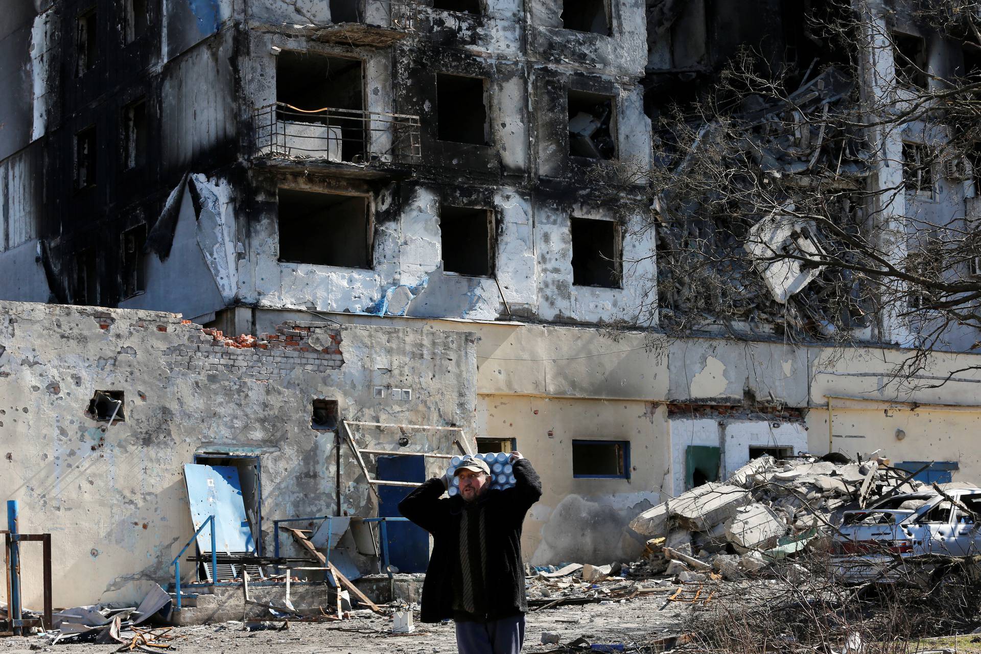 A view shows the besieged city of Mariupol