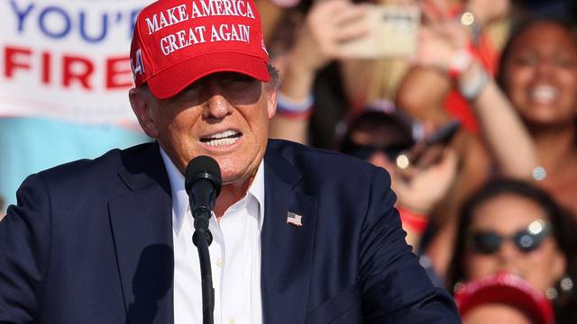 Republican presidential candidate Donald Trump holds a campaign rally in Butler