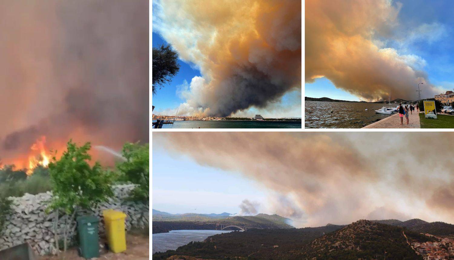 VIDEO Zastrašujuće snimke požara kod Šibenika: S vatrom se bori više od 100 vatrogasaca