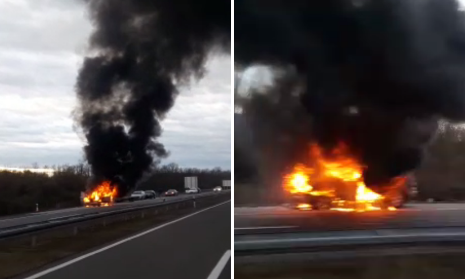 Na autocesti kod Lužana gorio auto: 'Ostao je samo okvir...'