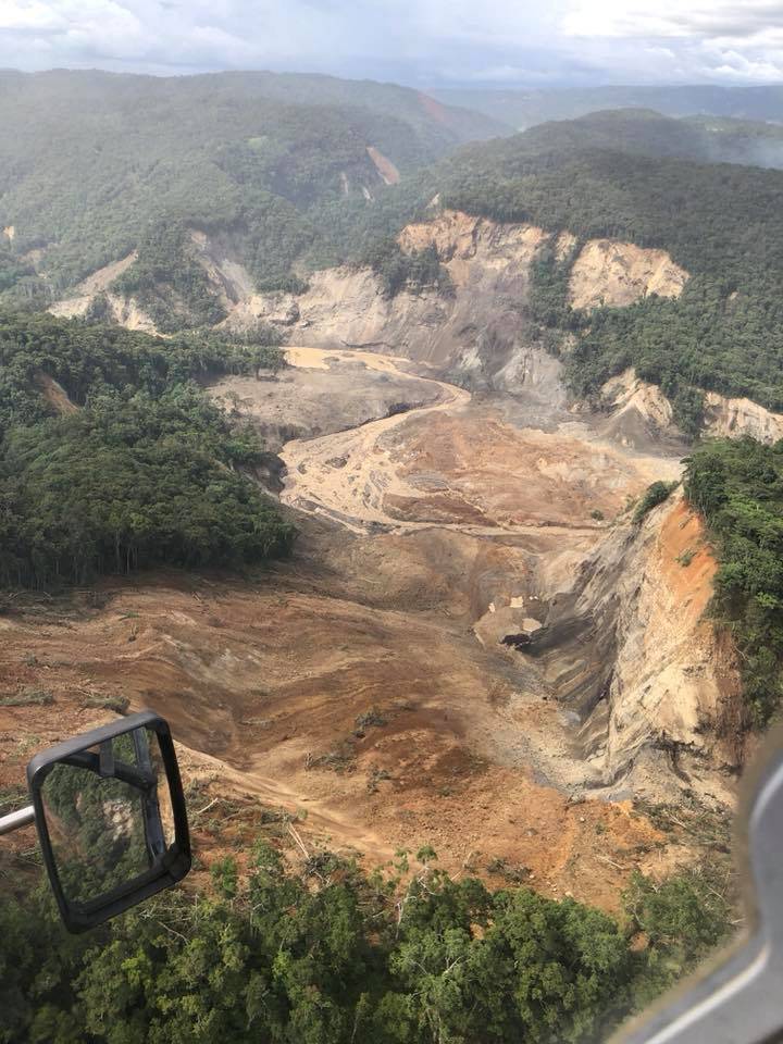 Areas affected by landslides are seen after a powerful 7.5 magnitude earthquake, in Hela