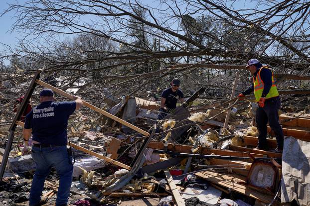 Aftermath of tornado in Wynne, Arkansas