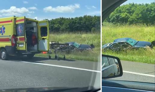 VIDEO Teška nesreća na A1 kod Draganića: Auto izletio s ceste i prevrnuo se, troje ozlijeđenih