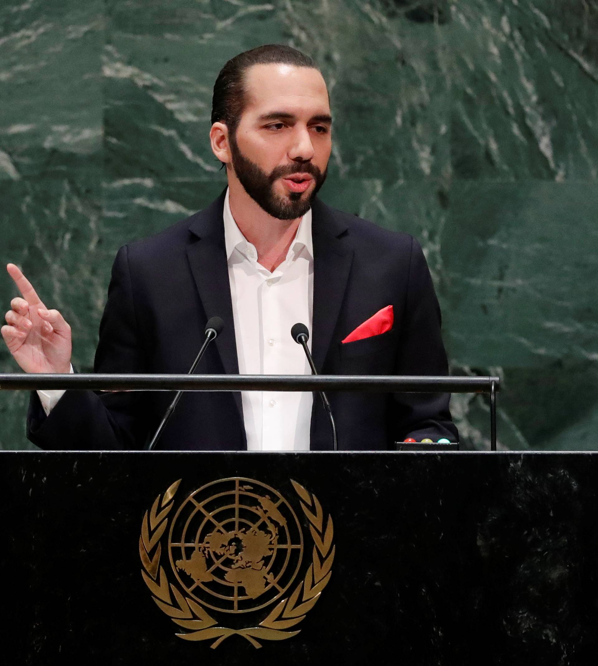 Nayib Bukele, President of El Salvador, addresses the 74th session of the United Nations General Assembly at U.N. headquarters in New York City