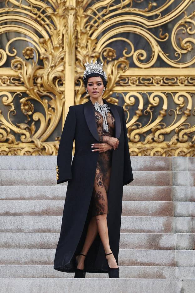 Guests at Schiaparelli Haute Couture Spring/Summer 2026 show in Paris