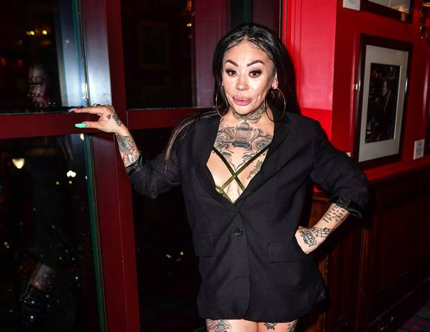 Sugababes star Mutya Buena backstage after she  performs her first ever solo concert at the Boisdale Restaurant, Canary Wharf to a sell out crowd of fans , friends and family.Mutya Buena who has not performed for over 5 years thrilled the crowd with old