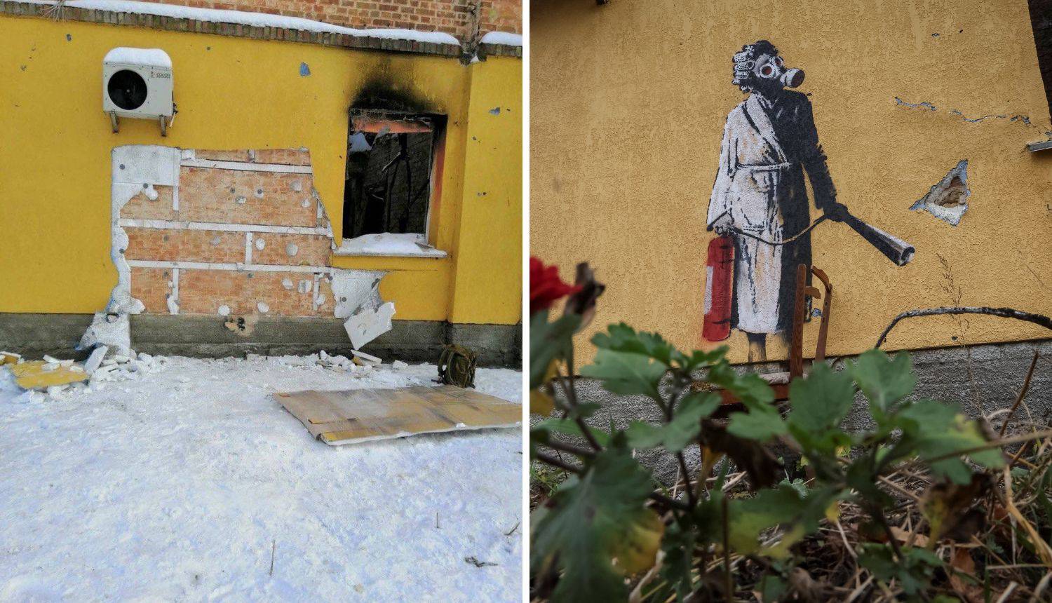 Odrezali dio ploče i žbuke, ali ih je ulovila policija. Htjeli ukrasti Banksyjev mural u Ukrajini