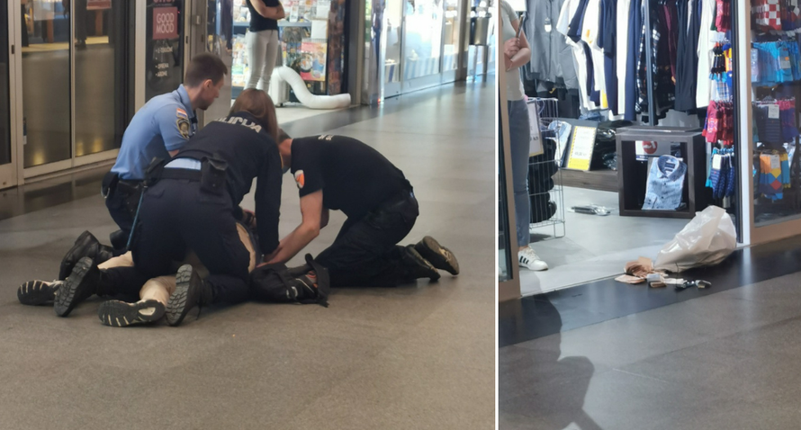 VIDEO Zaštitar se u trgovačkom centru sukobio s muškarcem: 'Kradeš? E, nećeš više krasti!'