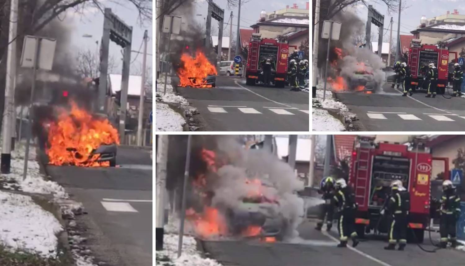 Video: Zapalio se auto u vožnji na zagrebačkim Srednjacima