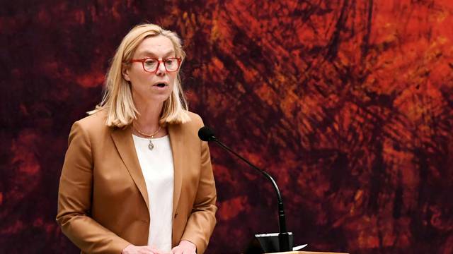 FILE PHOTO: Sigrid Kaag, Dutch minister for foreign trade and development cooperation, speaks in The Hague