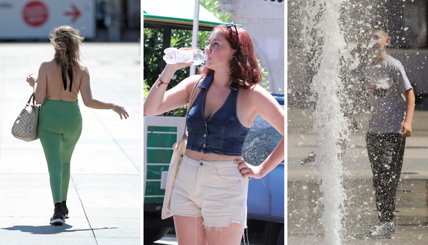 FOTO Toplinski val u Hrvatskoj: Turisti provode vrijeme u hladu i traže osvježenje u fontanama